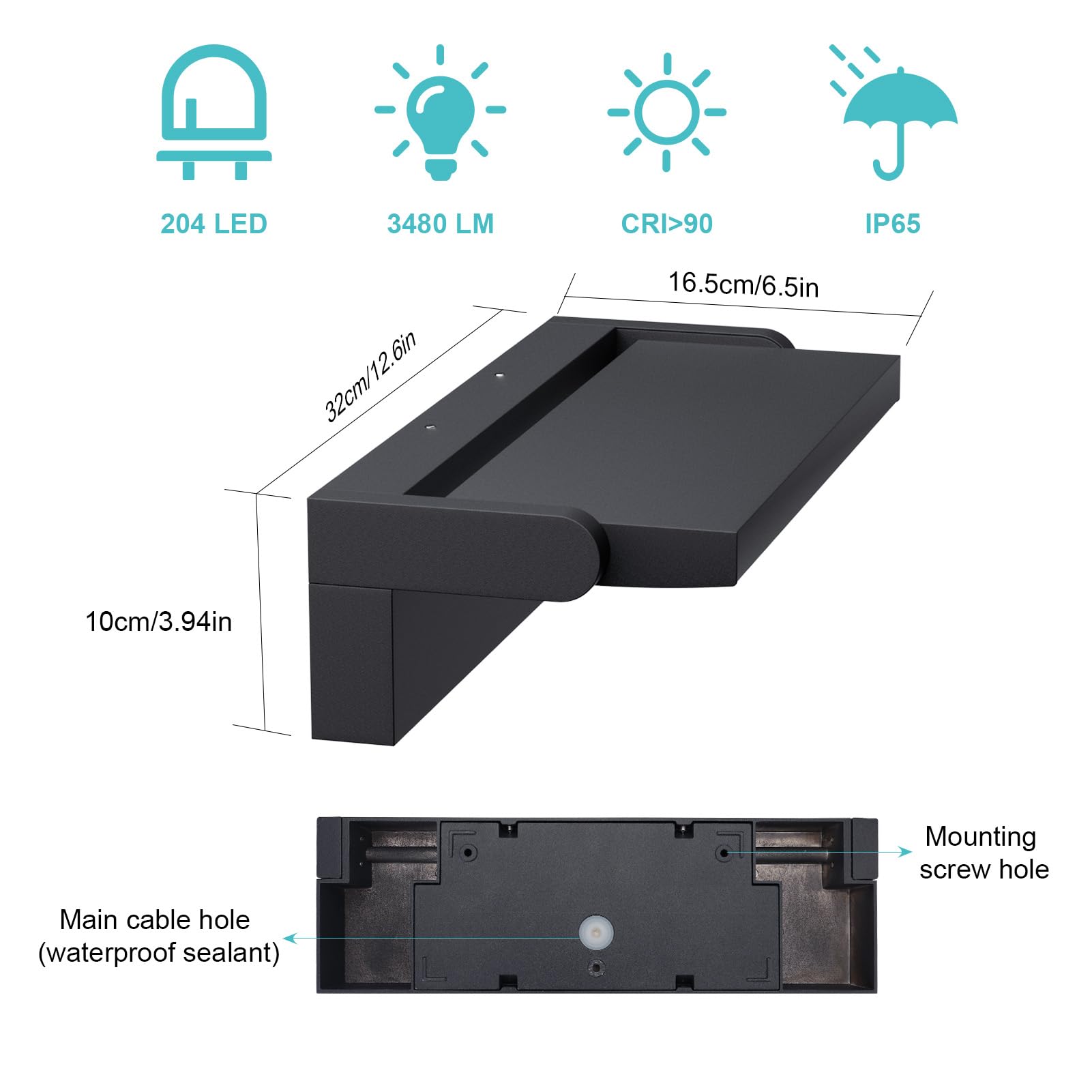 Klighten 45W Applique da Esterno LED IP65, Luci da Parete Regolabile Lampade da Parete Esterno Interno Moderno in Alluminio per Ingresso Terrazza Giardini, 3480 Lumen, Bianco Caldo 3000K, Antracite