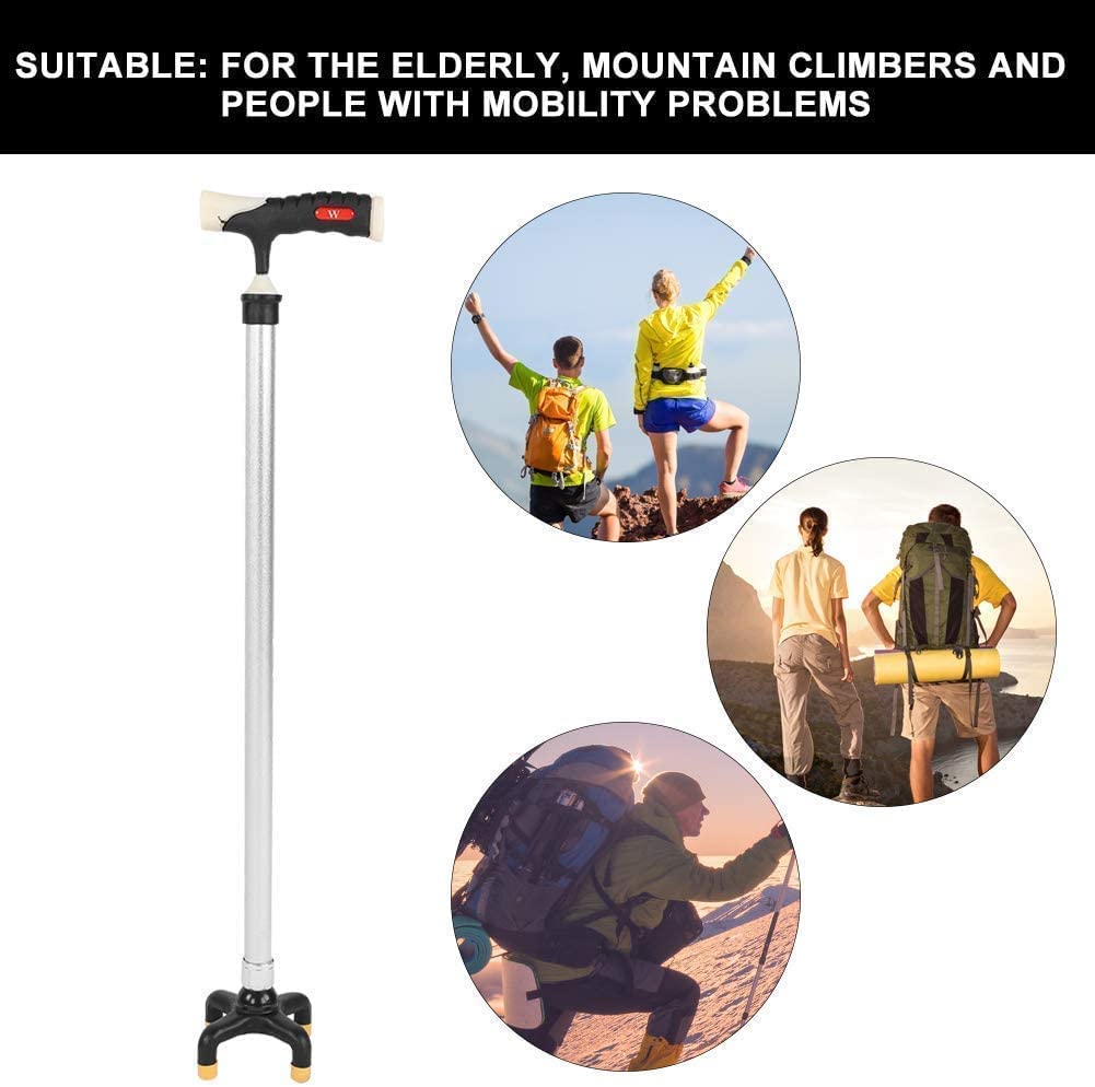 Bastón para Caminar para Personas Mayores, Ligero, Extensible, Ajustable y antialtura, de aleación de Aluminio, con muletas de Cuatro Patas.