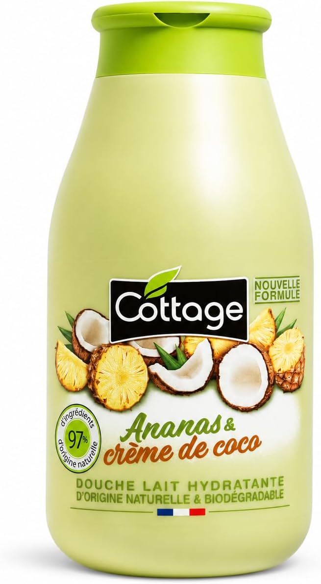 Cottage Hydrating & Moisturising Body Wash - Pineapple & Coconut Cream,250ml | 97% Natural Ingredients & Glycerin | Paraben-Free, pH-Balanced, Dermatologically Tested | Shower Milk For All Skin Types