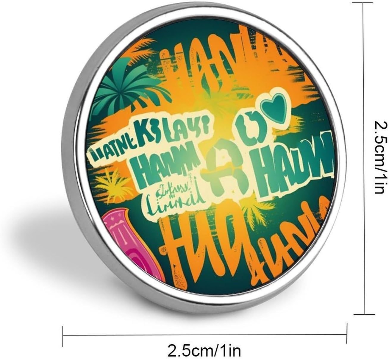 Hawaiian Slogans Lapel Pin Round Badge Brooch Pin for Clothes image 2