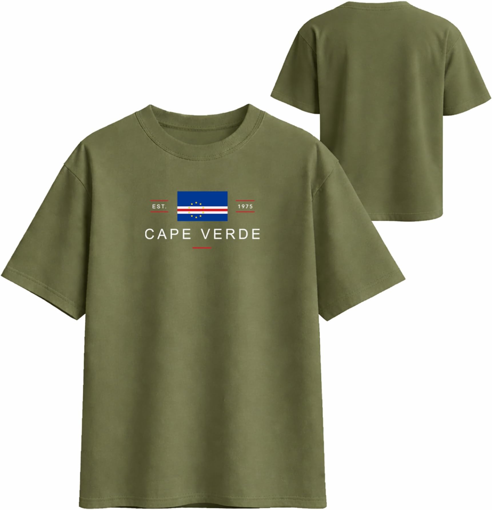 ™ Cape Verde With Flag | Cape Verdean Colors | National Independece Day Celebration Oversized Cotton T-Shirt For Men
