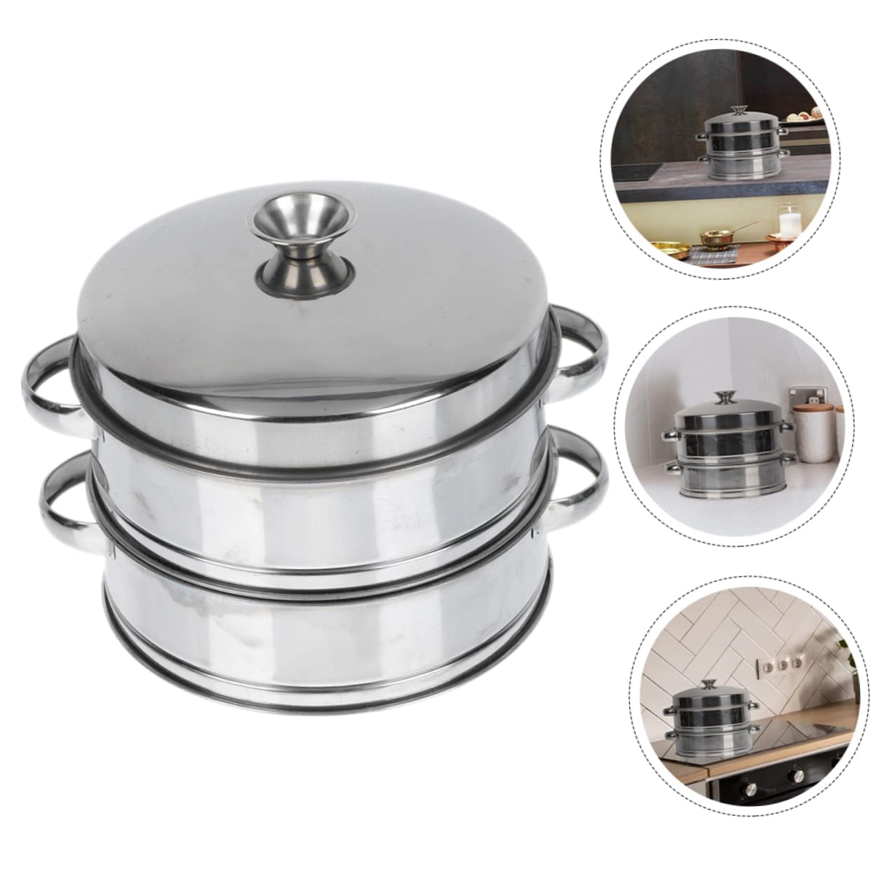 Vaporera De Acero Inoxidable Tapa Vaporera Multifuncional Para Verduras Dumplings y Buns Para Cocinas De Restaurantes y Hogares