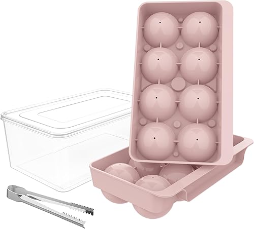 WIBIMEN Bandeja grande para cubitos de hielo, molde de hielo de whisky de 2.5 pulgadas, paquete de 2 moldes de cubitos de hielo con cubo y pinzas,