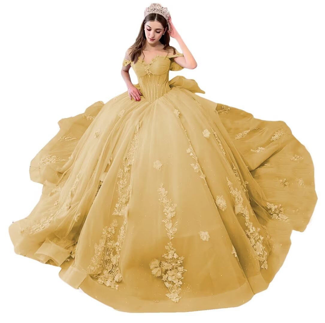 Mauuwy Sweetheart Ball Gown Quinceanera Dresses Bead Appliques Flower Long Prom Dress Party Gowns Vestidos De 15 Anos YMX173