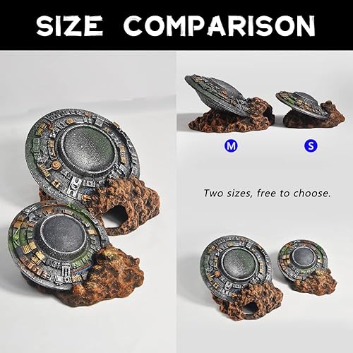 Miniatura 6 de Decoraciones de acuario-UFO Fish Tank Accesorios para Betta Hide Flying Saucer Creative Medium Fish Tank Decor Reptile Box Landscaping Ornament