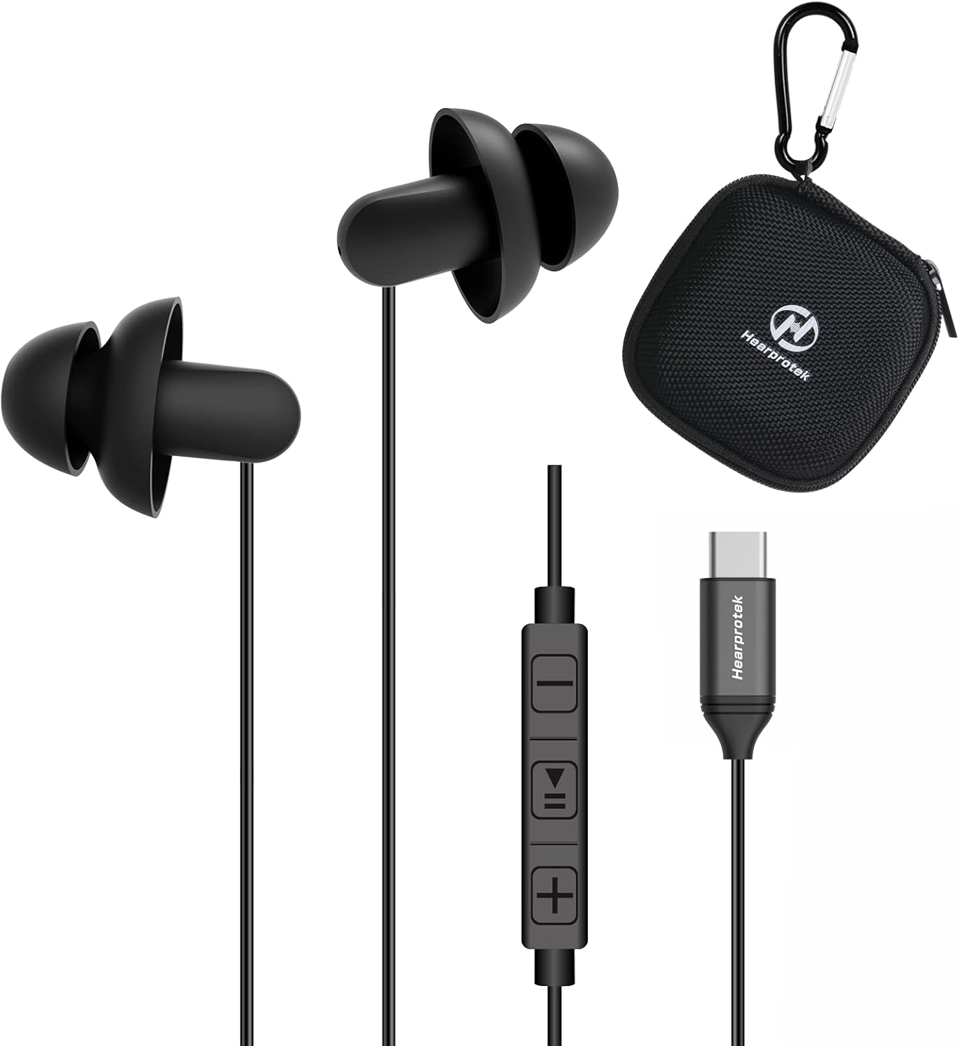Hearprotek 2 Pares de Auriculares para Dormir, Auriculares USB c, Auriculares con micrófono, Aislamiento de Ruido de Silicona, Tipo c, Auriculares para Dormir, para teléfonos Android