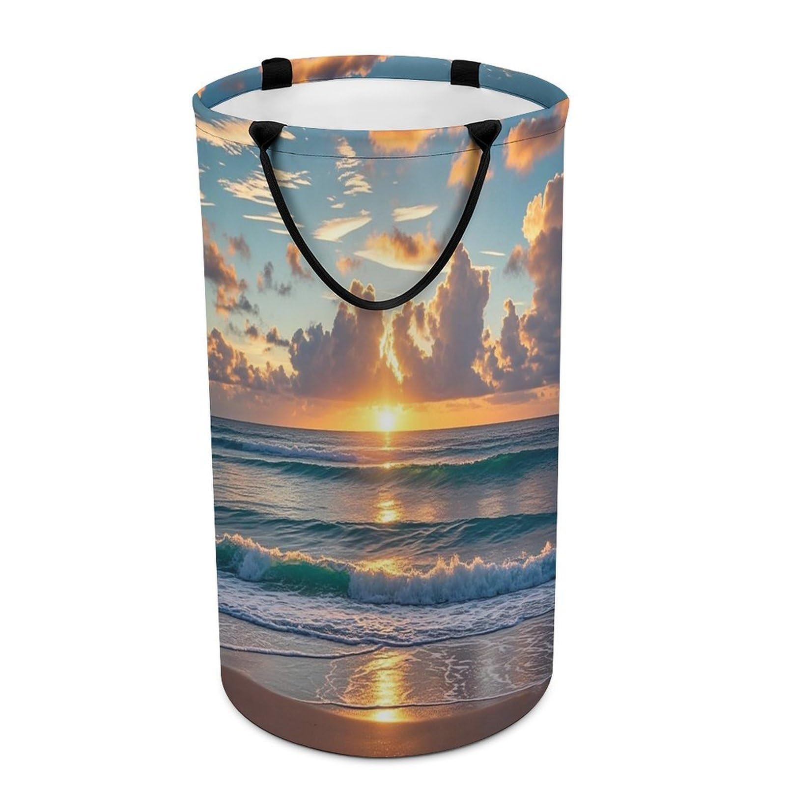 Beach Maui Hawaii Sunset Laundry Hamper Waterproof Clothes Basket Large Capacity Collapsible Laundry Basket Freestanding Clothes Hamper for Dorm Family Bathroom Decor Storage 86L