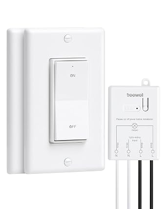 3 Way Wireless Light Switch and Receiver Kit, Decorator Rocker Wall Switch, 200FT RF Range, No in-Wall Wiring Required, Programmable & Expandable for Ceiling Light, Fans, Lamps