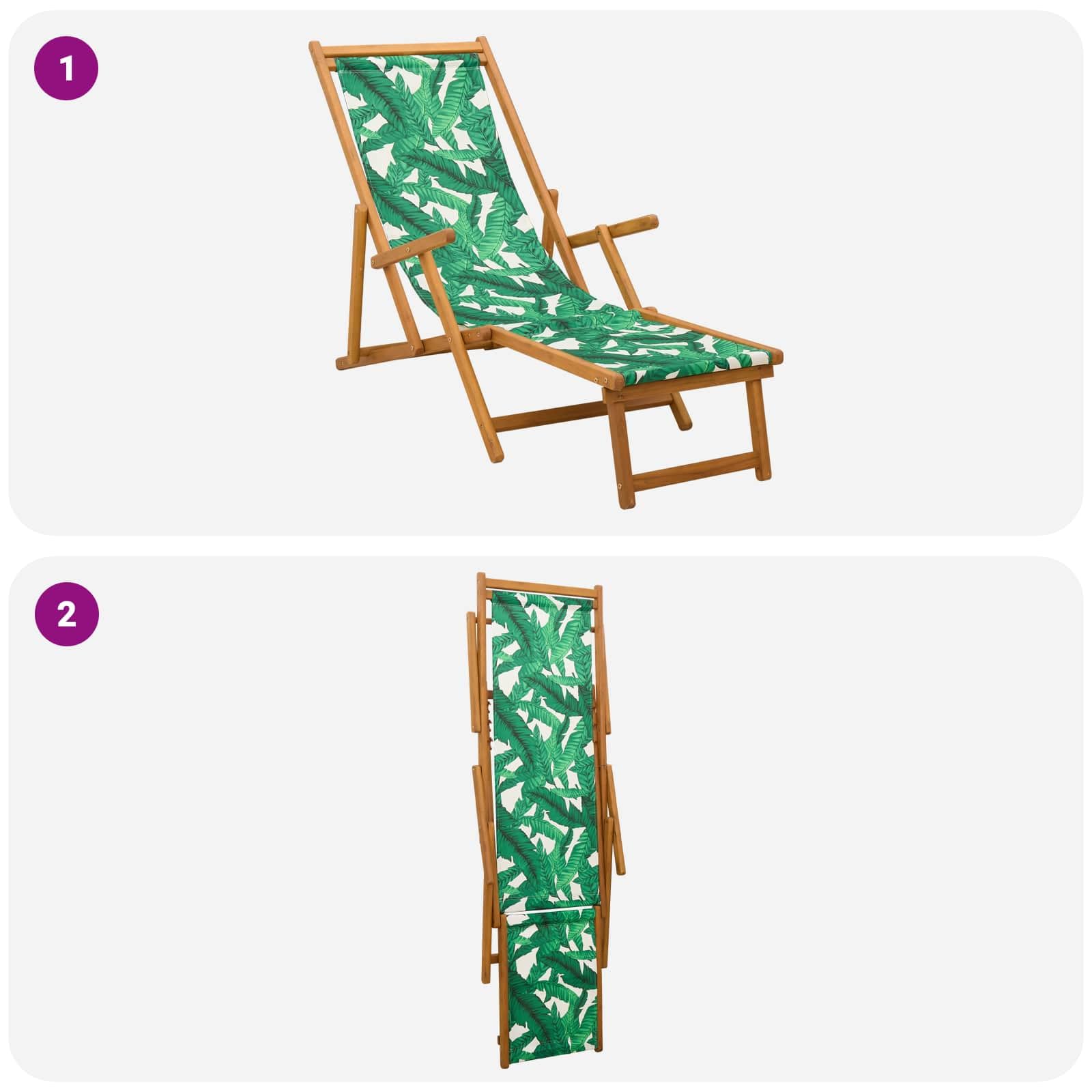 Sdraio pieghevole a 3 posizioni, in legno massiccio di eucalipto, con poggiapiedi, sdraio da giardino per balcone, terrazza, piscina, sedia a sdraio regolabile per relax all'aperto