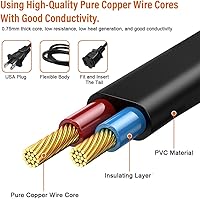 Vista 12 de 5.9ft Indoor Outdoor Extension Cord Waterproof, 10A / 125V 18 AWG Wire Durable Power Appliance Extension Cable with 2 Prong Grounded Plug for