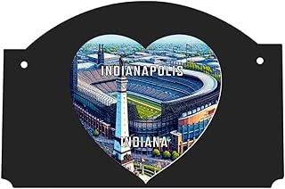 Indianapolis Indiana Travel Souvenir Destination Wood sign flat with string Heart Design