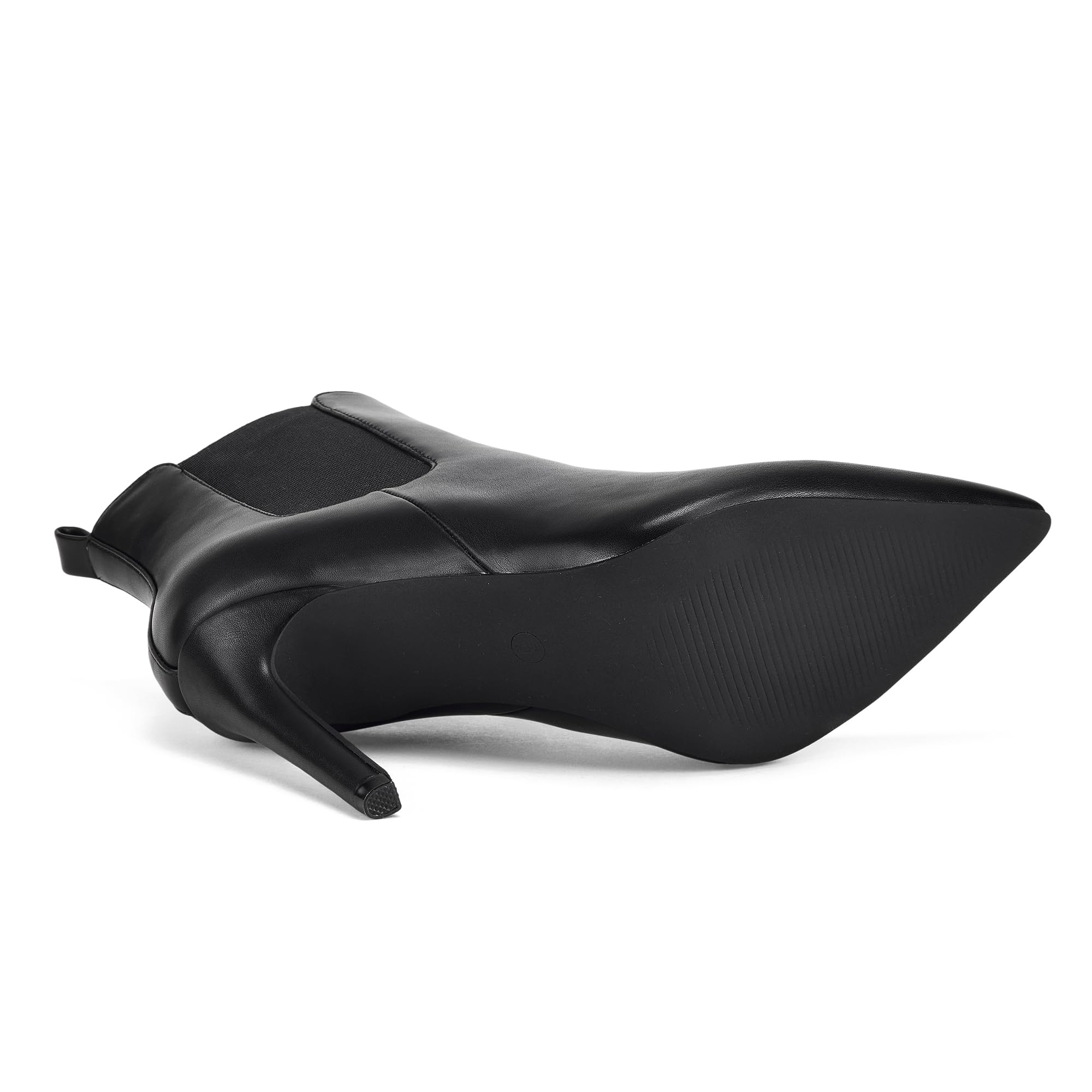 Stylowe damskie czarne skórzane botki 10 cm wysoki obcas szpiczasty nosek wygodne i wszechstronne wzornictwo do codziennego noszenia 7,5
