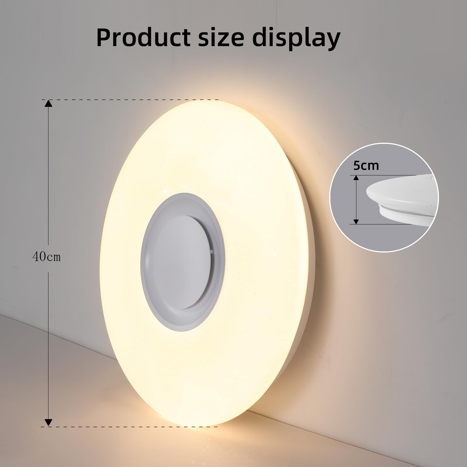 Horevo 30 cm bluetooth-plafondlamp met afstandsbediening, 24 W Horevo 30 cm bluetooth-plafondlamp met afstandsbediening, 24 W