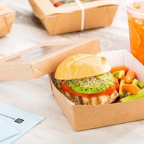 Miniatura 3 de Restaurantware Cafe Vision Cajas de postre de 27 onzas con ventana, 25 cajas resistentes para hornear, tapa desmontable, papel kraft resistente a la