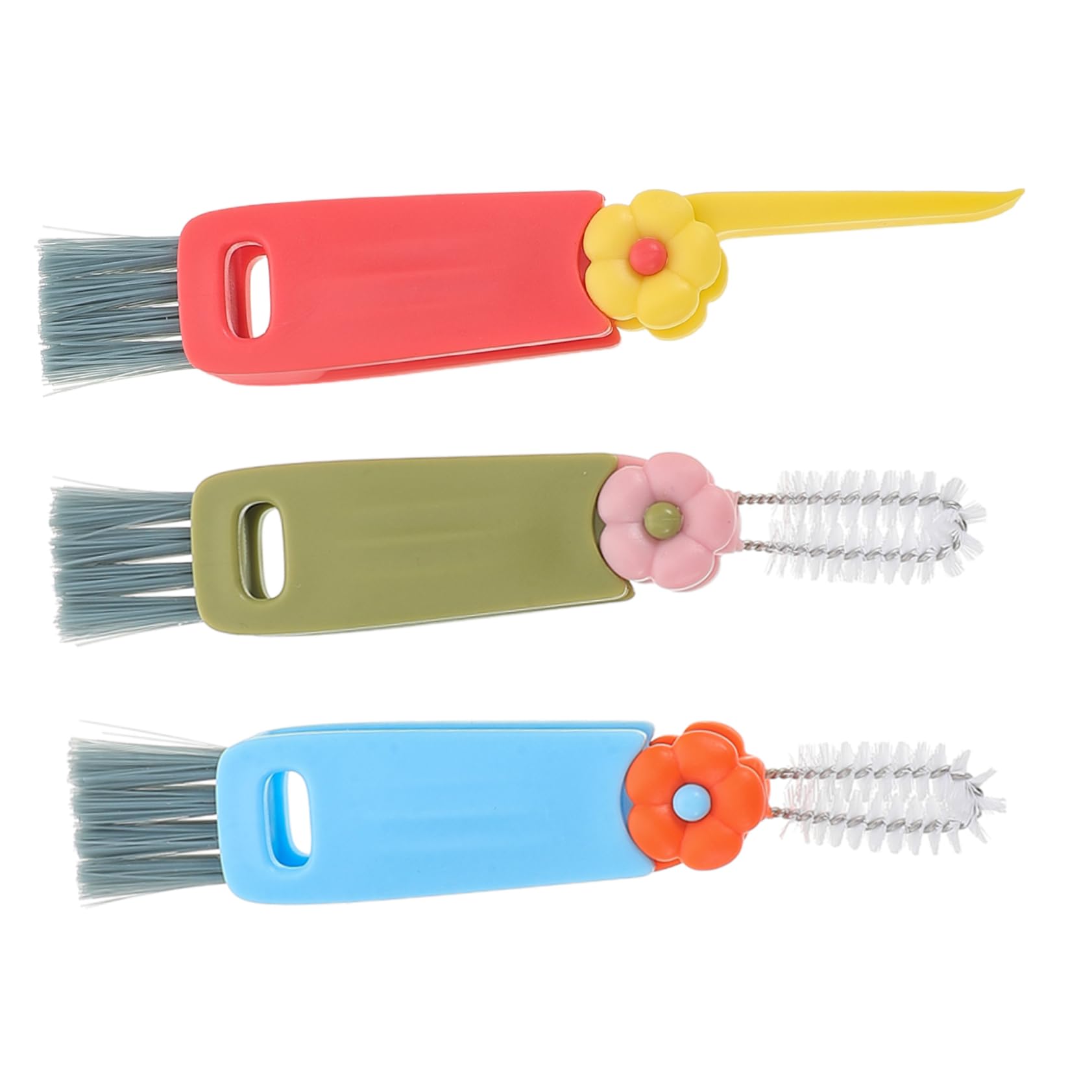 NAMOARLY Cup Lid Cleaning Brush Set 3 Pieces Bottle Scrubbers Cup Cleaner Lid Brush for Easy Access