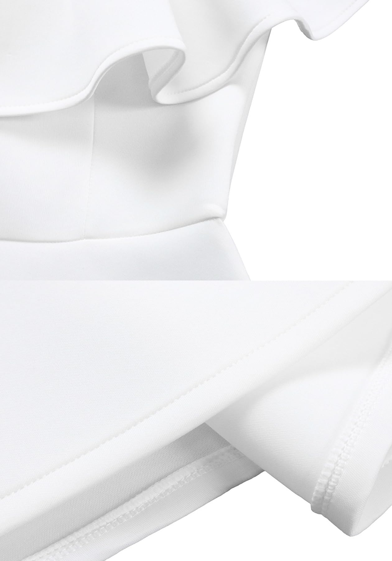 Tcremisa Abito da donna elegante con volant per banchetto, estivo, spalle scoperte, plissettato, linea A, abito da sera per feste e balli