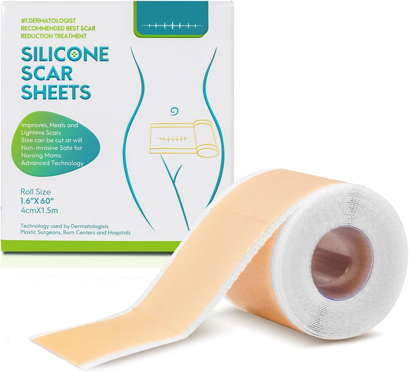 Silicone Scar Sheets, Medical Grade Scar Removal Tape for Keloid,C Section, Surgery, Burn et, Safe and Painless (1.5 Meters/ 4 Months Supply)
