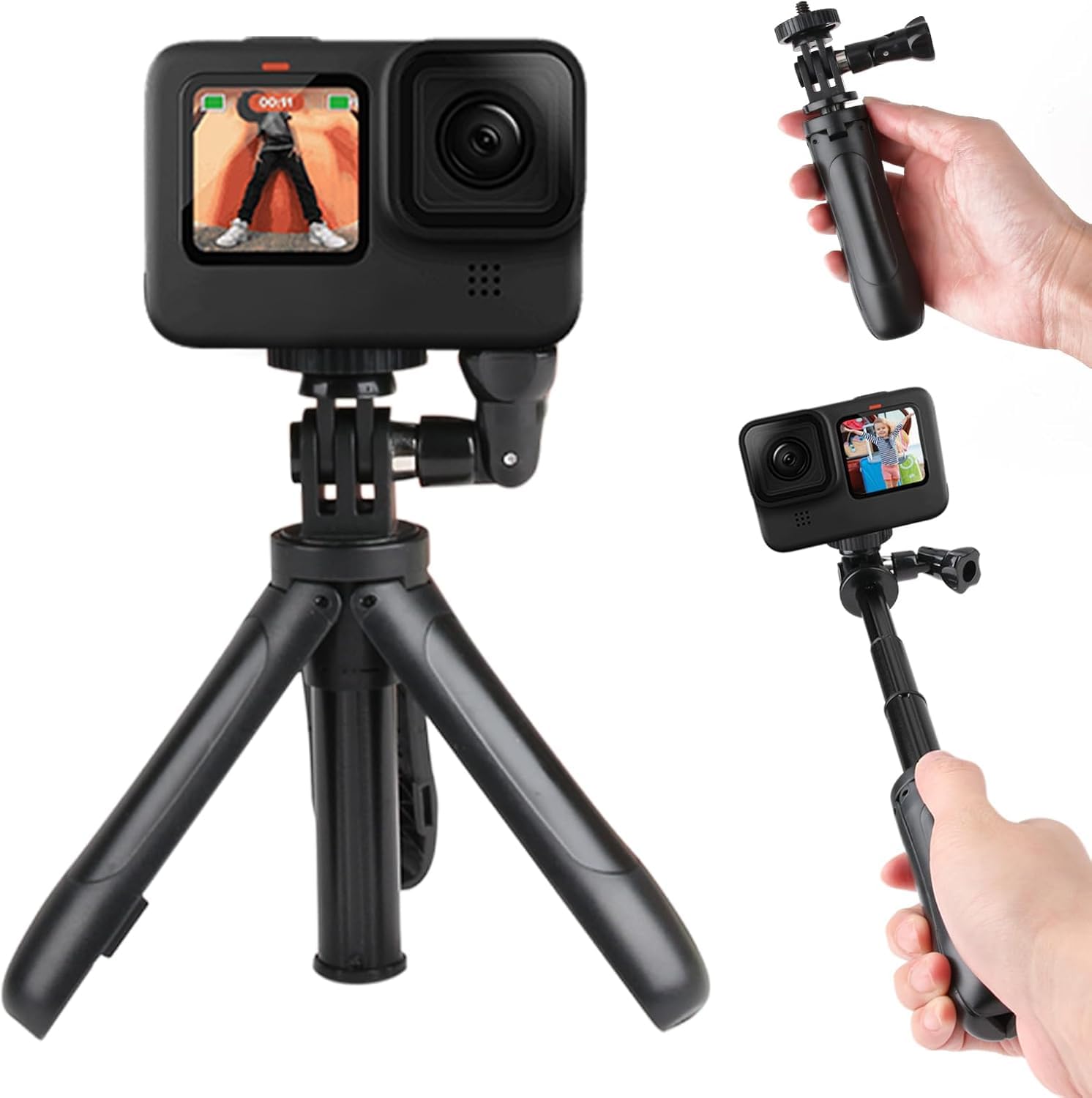 Shorty Mini Extension Travel Tripod, Selfie Stick, Handle for Gopro + Cameras