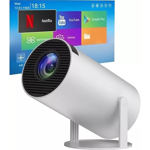 Mini Projetor Portatil 5g Wifi 6 Bluetooth 5.0 AOPVUI Android 11 HY300 Projetor 4K 1080 Full HD Suporte 8000 Lumens Para Celular LED Projete até 130 polegadas