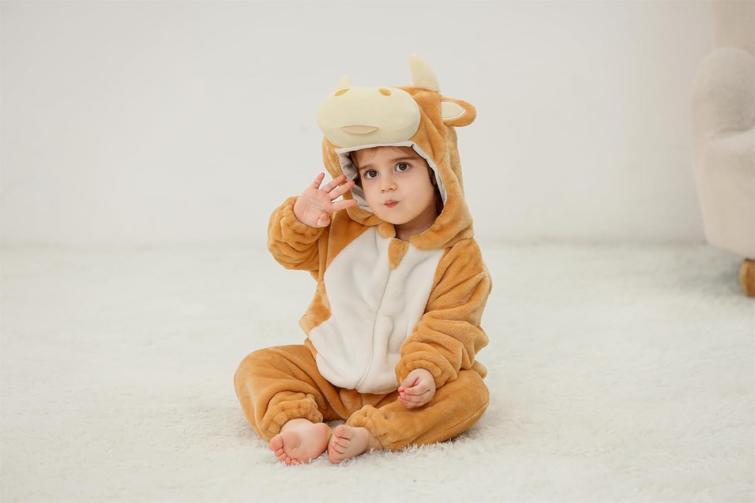 Unisex Baby Flannel Romper Animal Onesie Costume Hooded Cartoon Outfit Suit