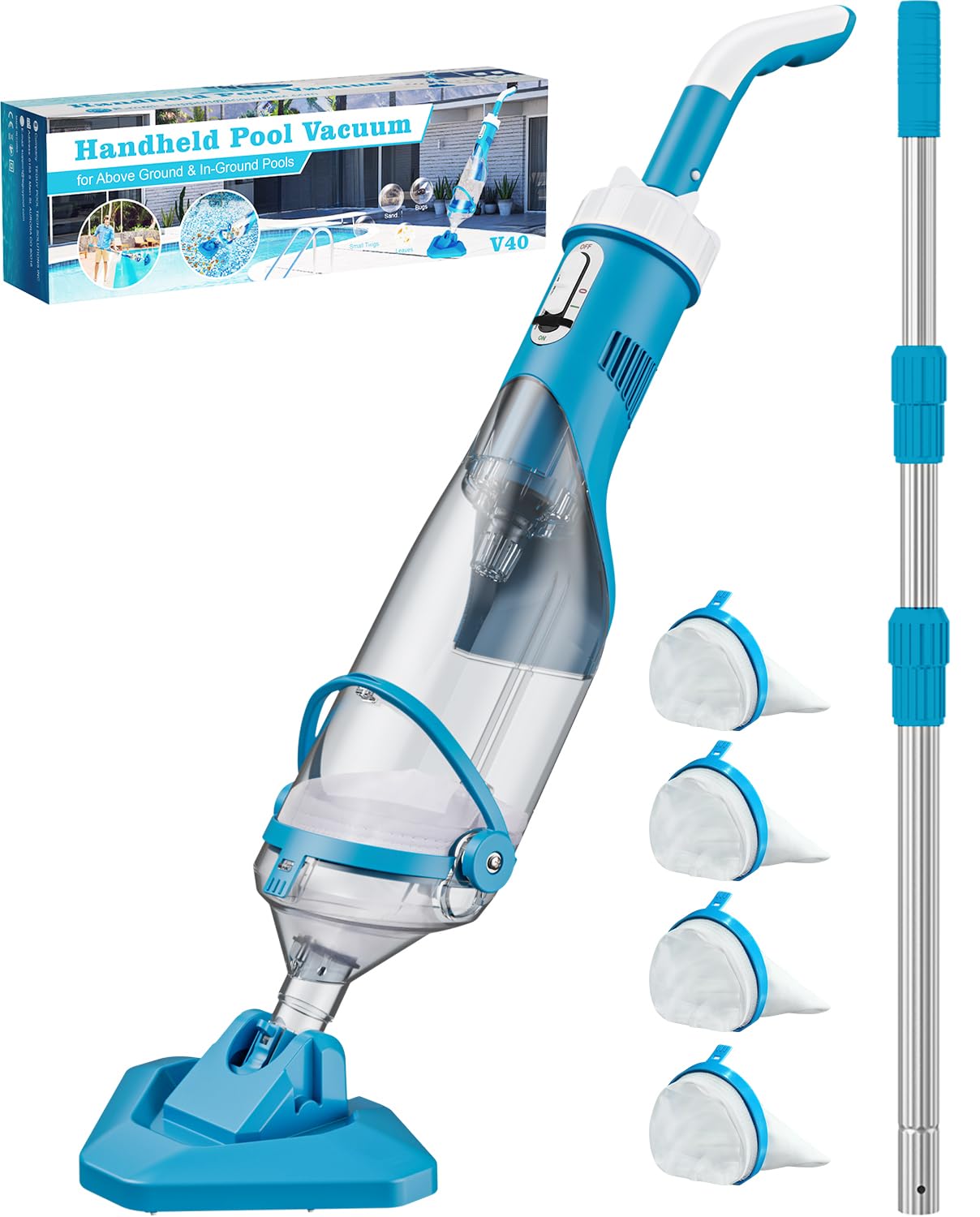 Cordless Pool Vacuum with Telescopic Pole