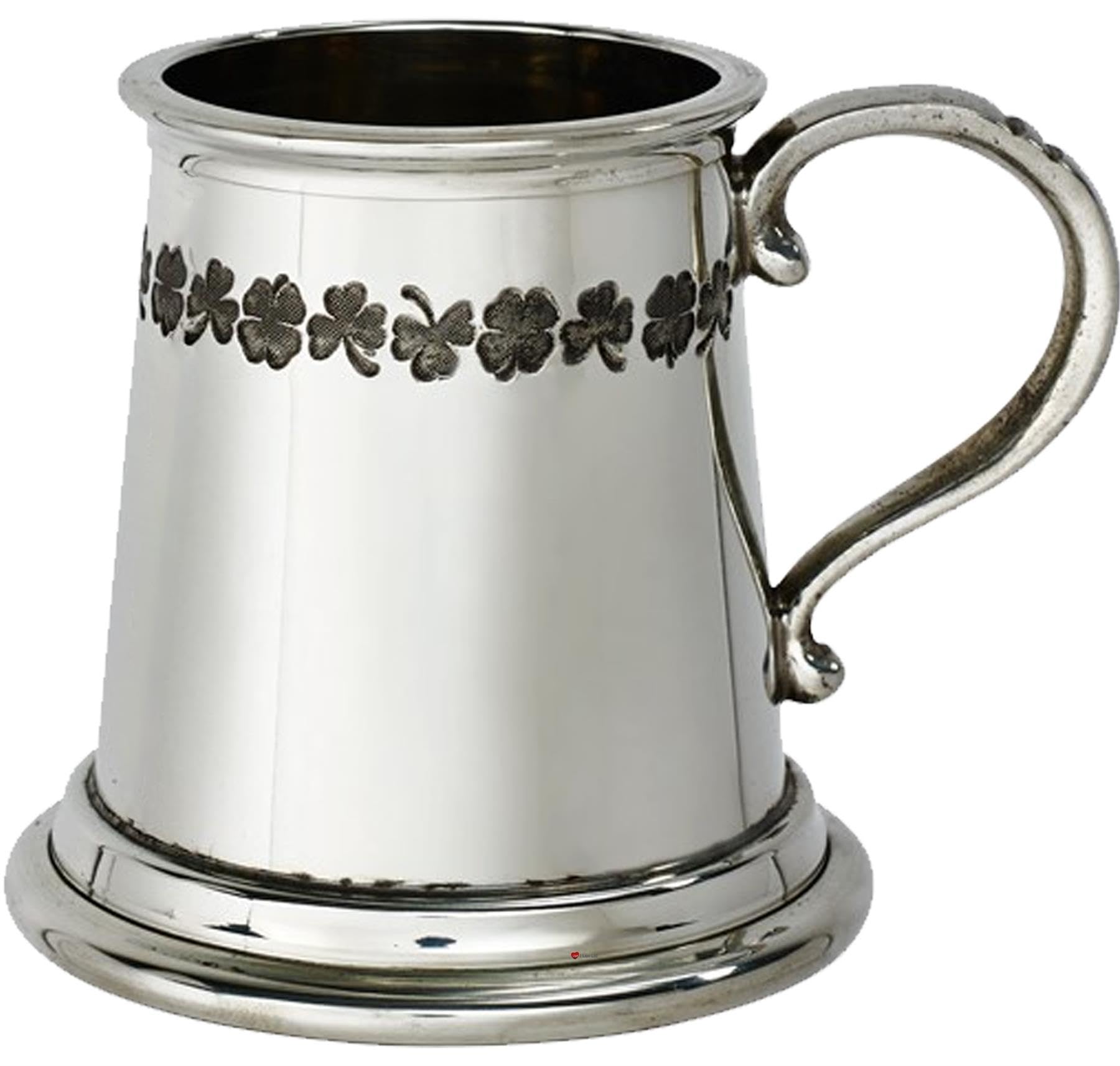 Quart de pinte trèfle irlandais pour baptême, boîte en satin
