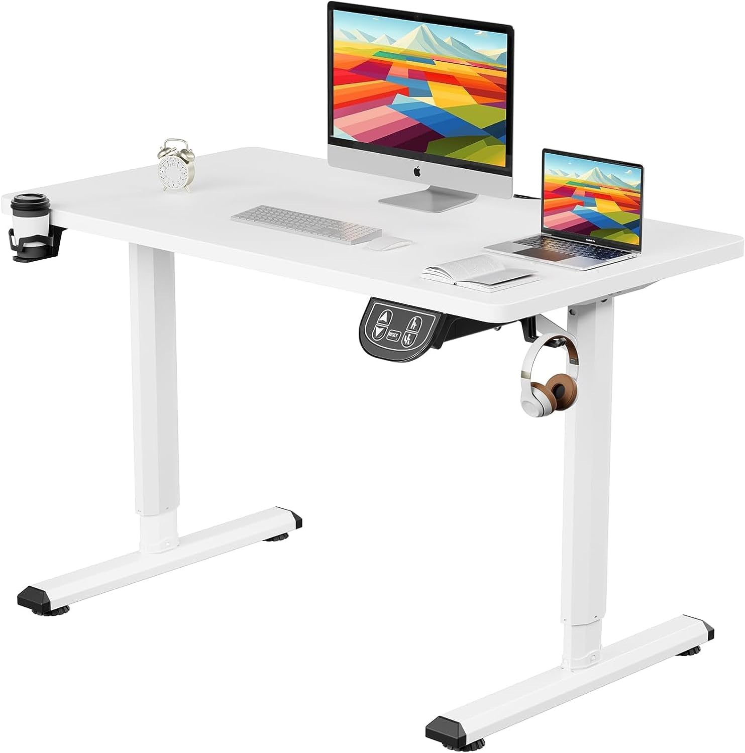 Dripex Bureau Assis Debout Electrique 110cm, Bureau Motorisé Ergonomique, Table Réglable en