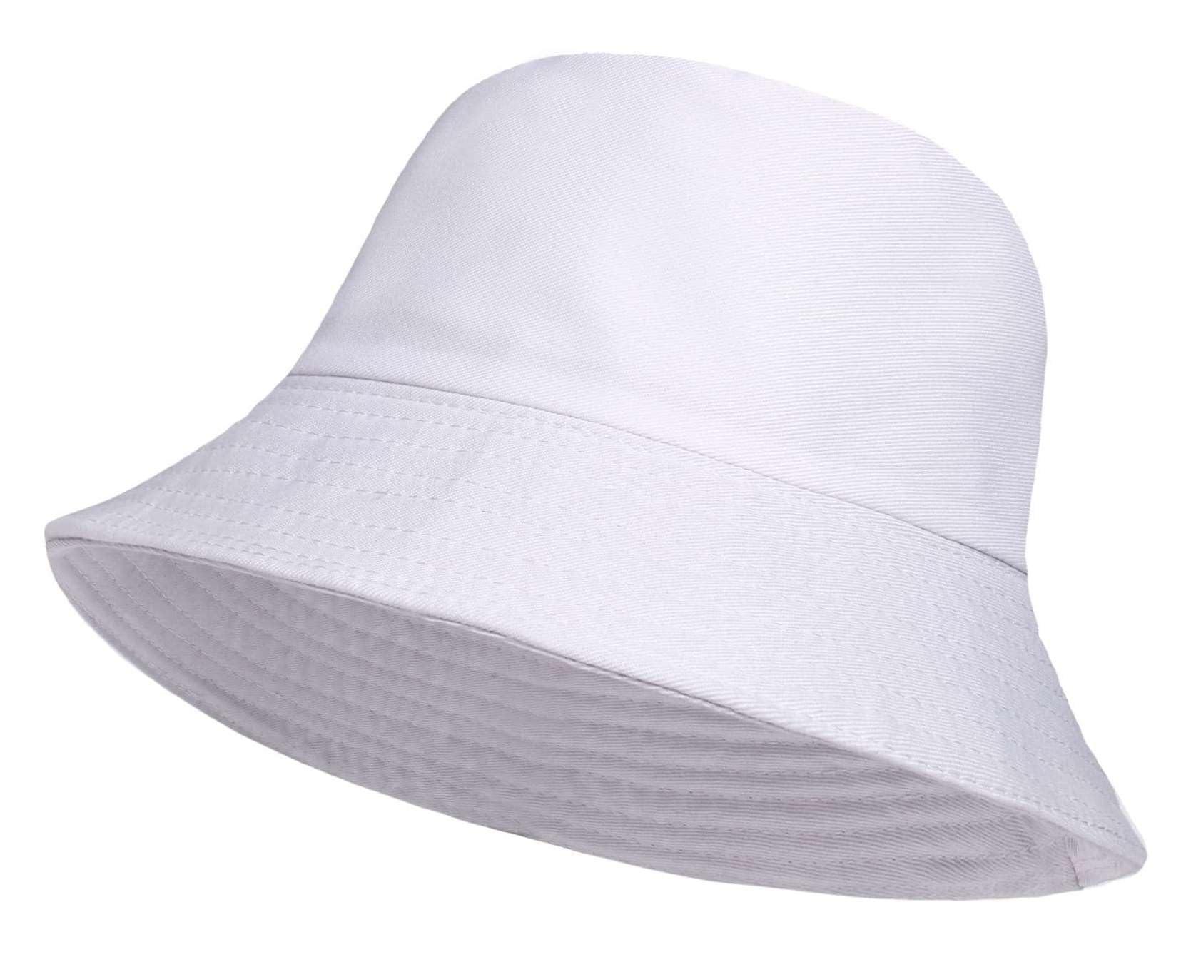 Bucket Hats, Fisherman, Hunting, Hiking, Camping Outdoor, Unisex Reversible Hats for Men & Women-One Size (White)