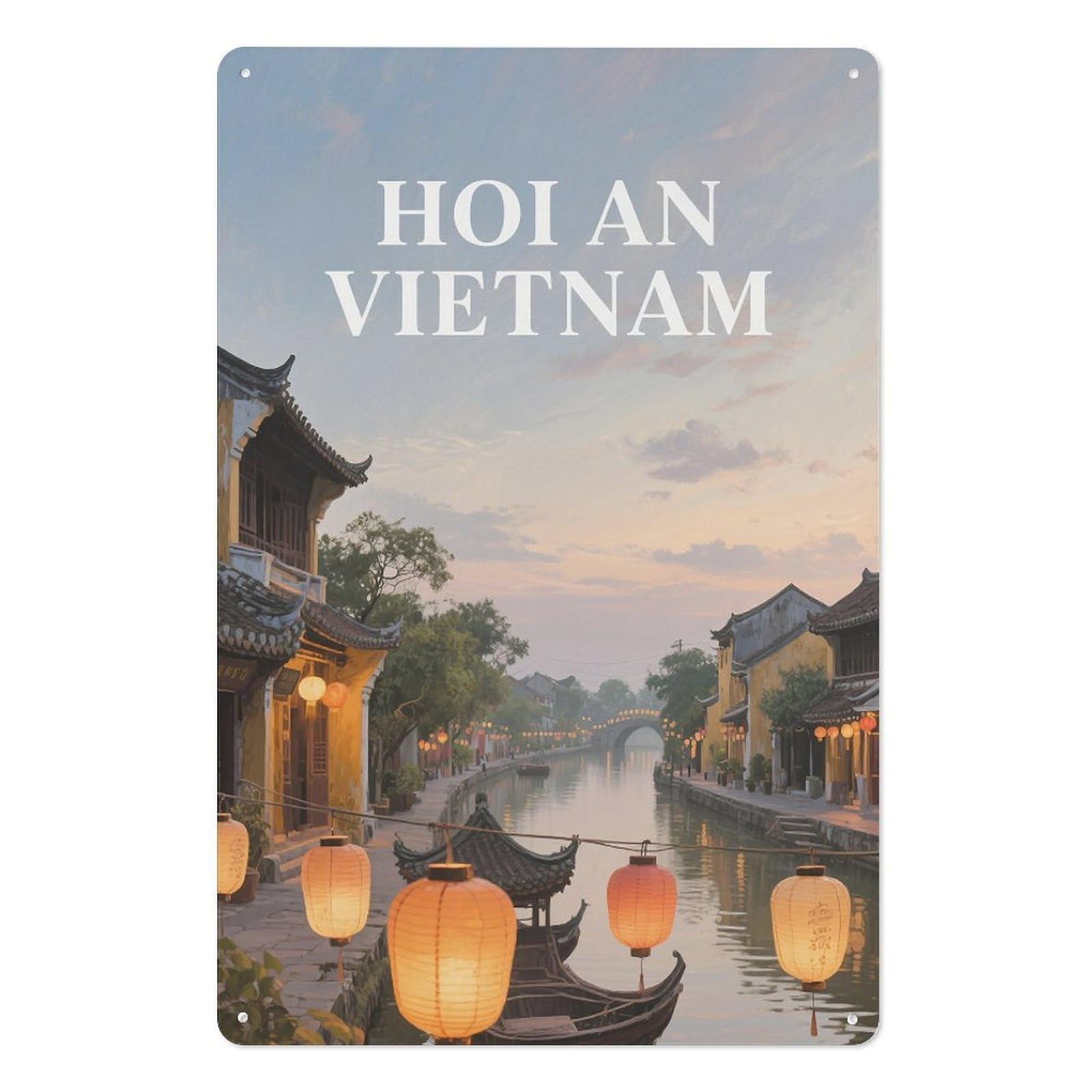 Hoi Vietnam Retro Design Tin Painting Vintage Tin Sign 08x12inch(20x30cm) Wall Art for Home Office Bedroom Living Room Cafes Wall Decor