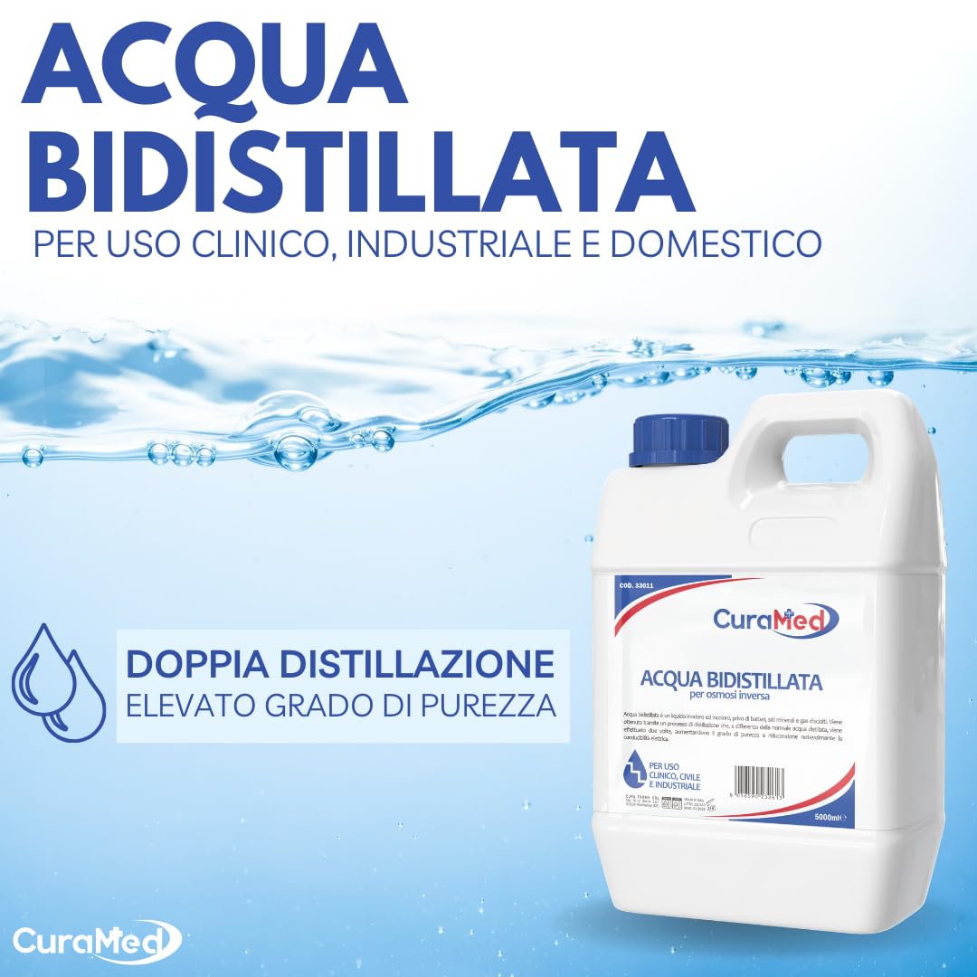 Cura Farma Acqua Bidistillata – Tappo A Vite con Sigillo di Sicurezza – 5lt – Originale