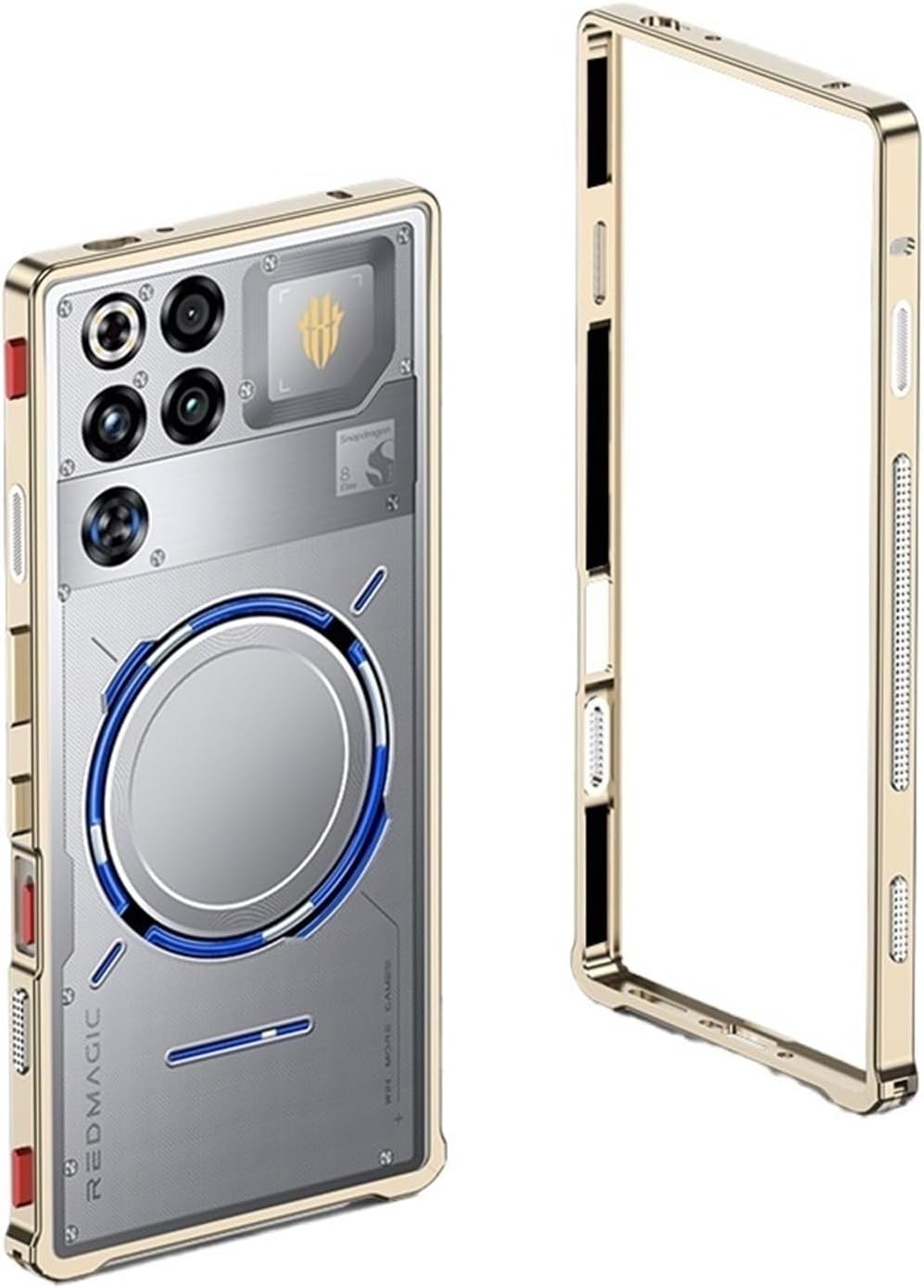 Aluminum Alloy Cooling Bumper Case For Redmagic 11 Pro Red Magic 11Pro+ Metal Frame Heat Dissipation Protective Hard Back Bumpers(Gold,RedMagic 11 Pro+)