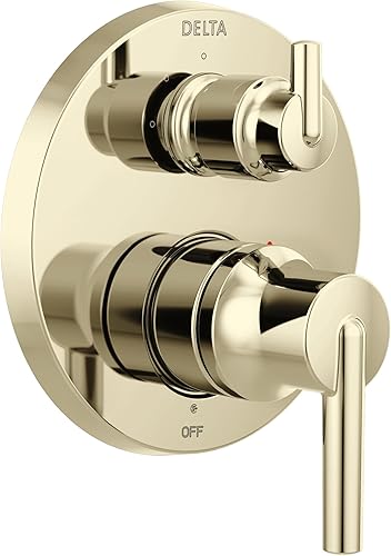 Delta Trinsic - juego de molduras de manija de ducha de una sola función con desviador integrado de 3 configuraciones, níquel pulido 3-vía desviador