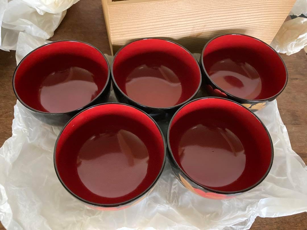 秀衡塗汁椀 🏓 (中) 【金属】 5客セット