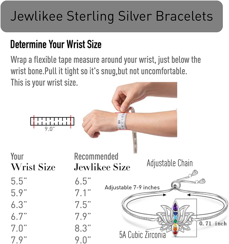 7 Chakra Bracelets for Women Yoga Lotus Flower Bracelet Sterling Silver Gifts Mandala Jewelry - Image 6