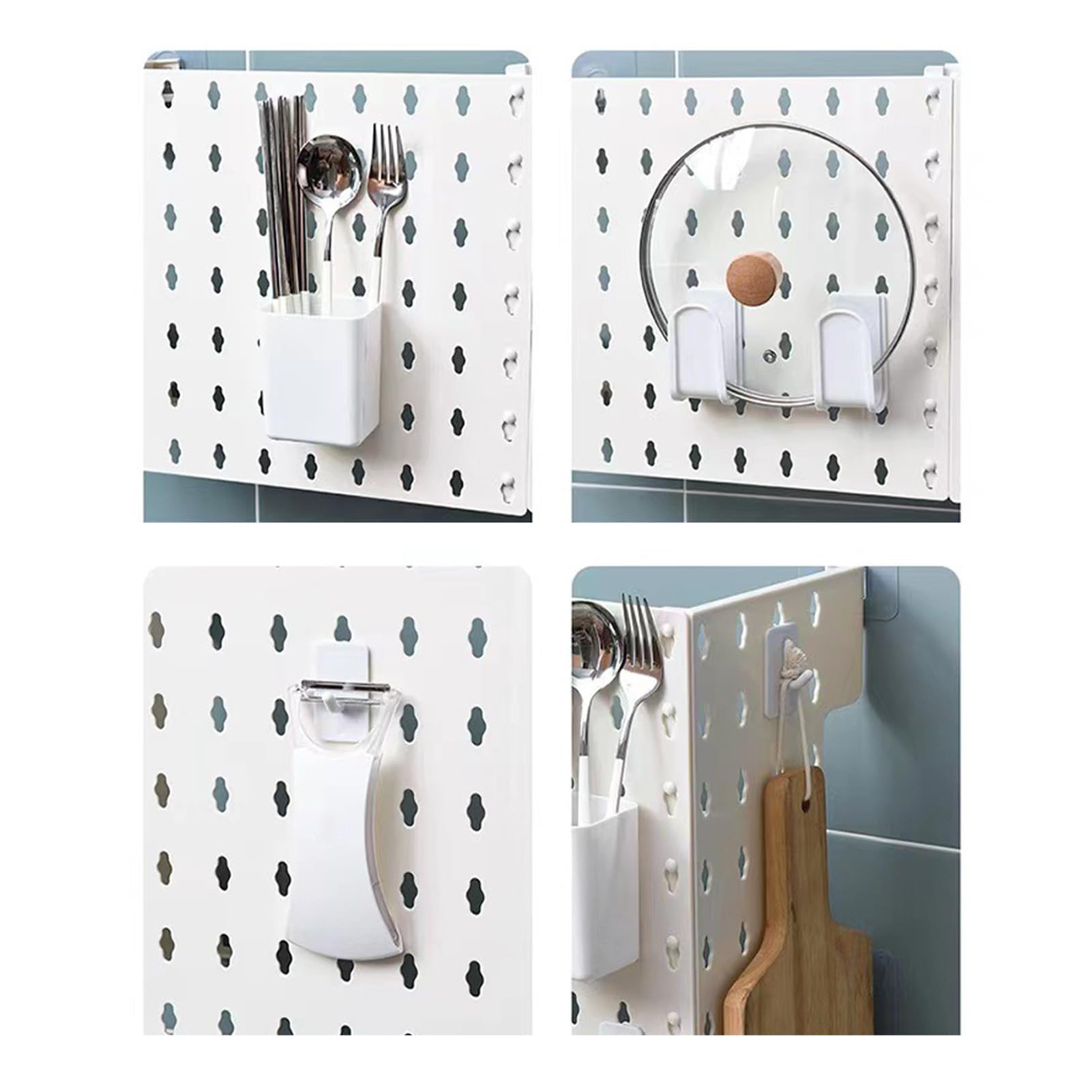 Panel de pared perforado, soporte de almacenaje multifuncional sin perforaciones, cubierta para tubería de calentador de agua a gas