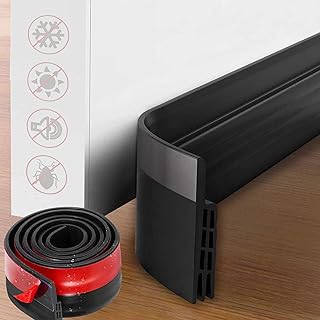 Door Draft Stopper, Under Door Seal for Exterior/Interior Doors Soundproof Door Bottom Weather Stripping Door Sweep Strip Under Door Draft Blocker, 2" W x 36" L,Black