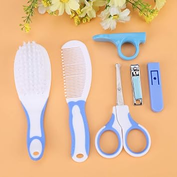 Baby Grooming Kit, 6pcs Baby Health Care Kit Nursery Care Kit Baby Health Care Set Portable, Safety Cutter Baby Nail Kit for Nursing Baby and Grooming(Blue)