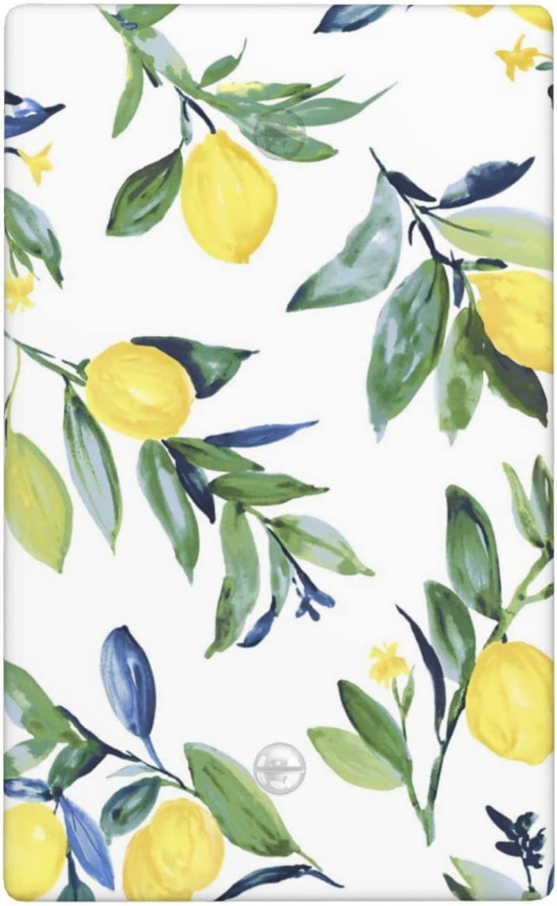 Yellow Lemon Blank Wall Plate 1 Gang Switch Plate Outlet Covers Decorative Single No Device Blank Light Switch Cover, 4.50 x 2.76 Inch