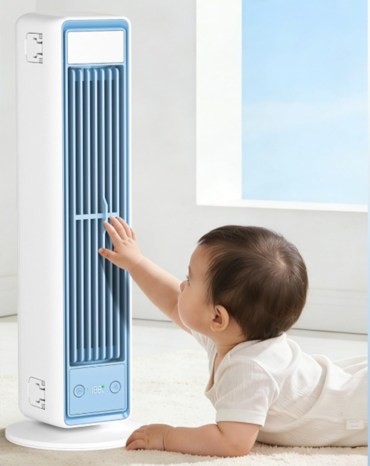 Airzuma - Air Zuma Tragbare Ventilator Original - Verbesserte Version 2026, mit Fernbedienung, Oszillierende Turme (1PCS)