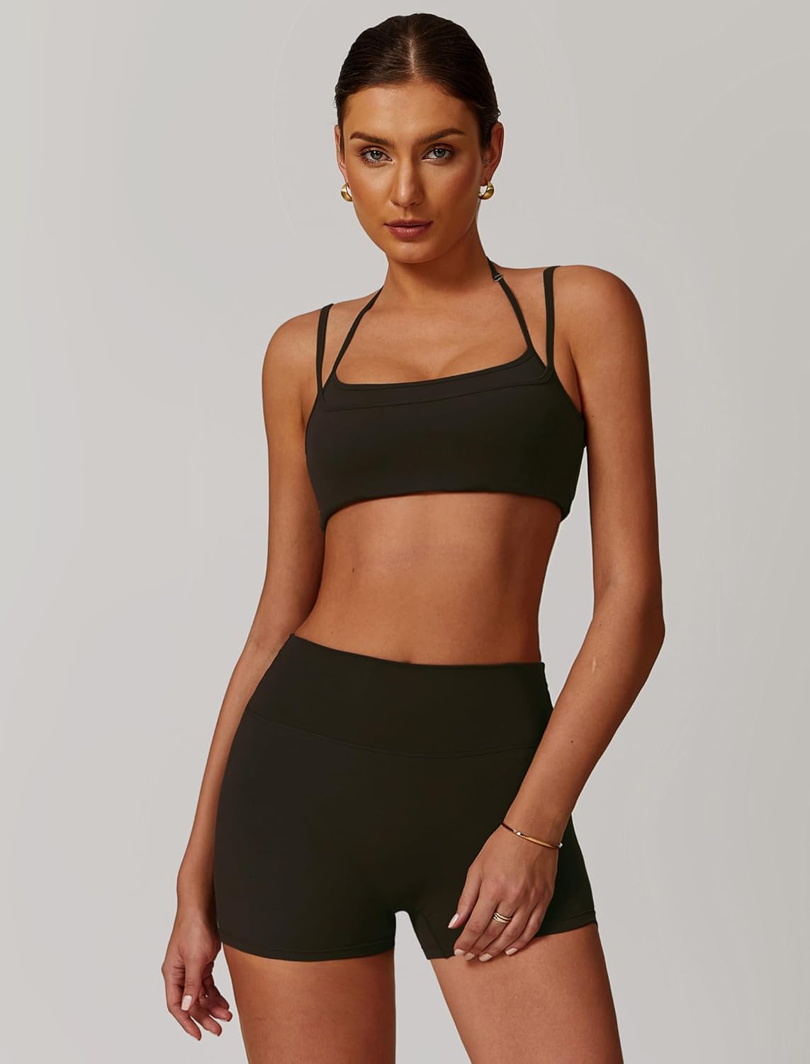 Two Piece Workout Sets For Women Sports Bra Matching High Waist Scrunch Butt Shorts Gym Yoga Athletic Clothes - Image 2