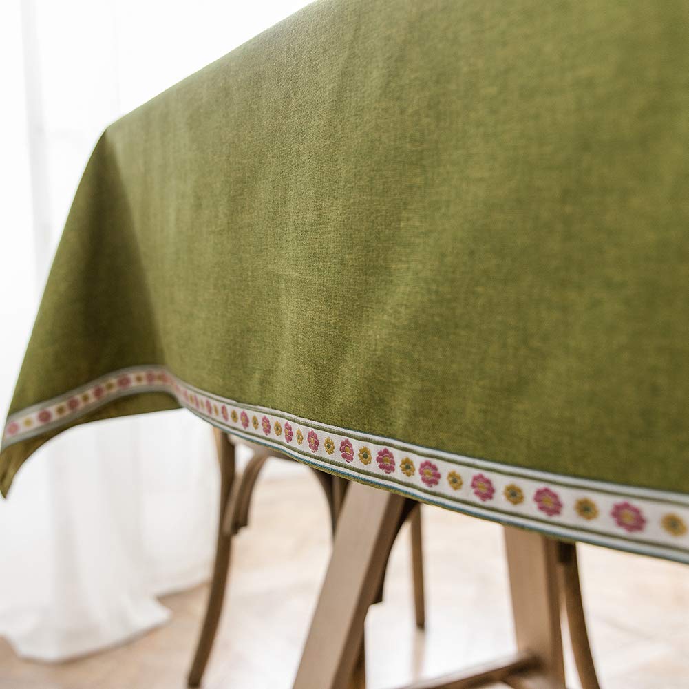 Tovaglia Rettangolare 115x275cm, Tovaglia in Lino, Idrorepellente A Prova di Polvere Antibatterico, per Matrimoni,ristoranti - Verde