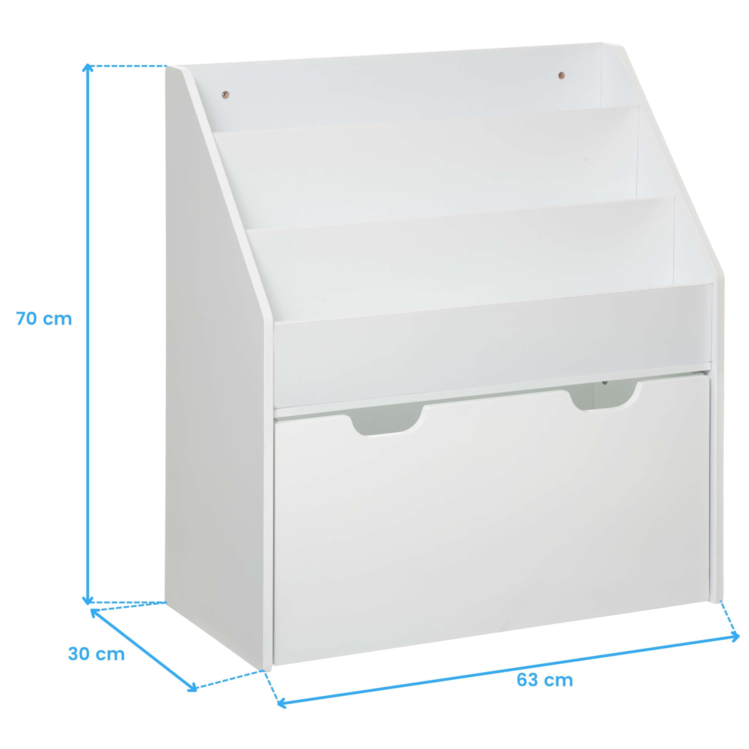 Miroytengo Estantería Librería Infantil con Cajón Mueble Dormitorio para Niños Color Blanco 63x70x30 cm