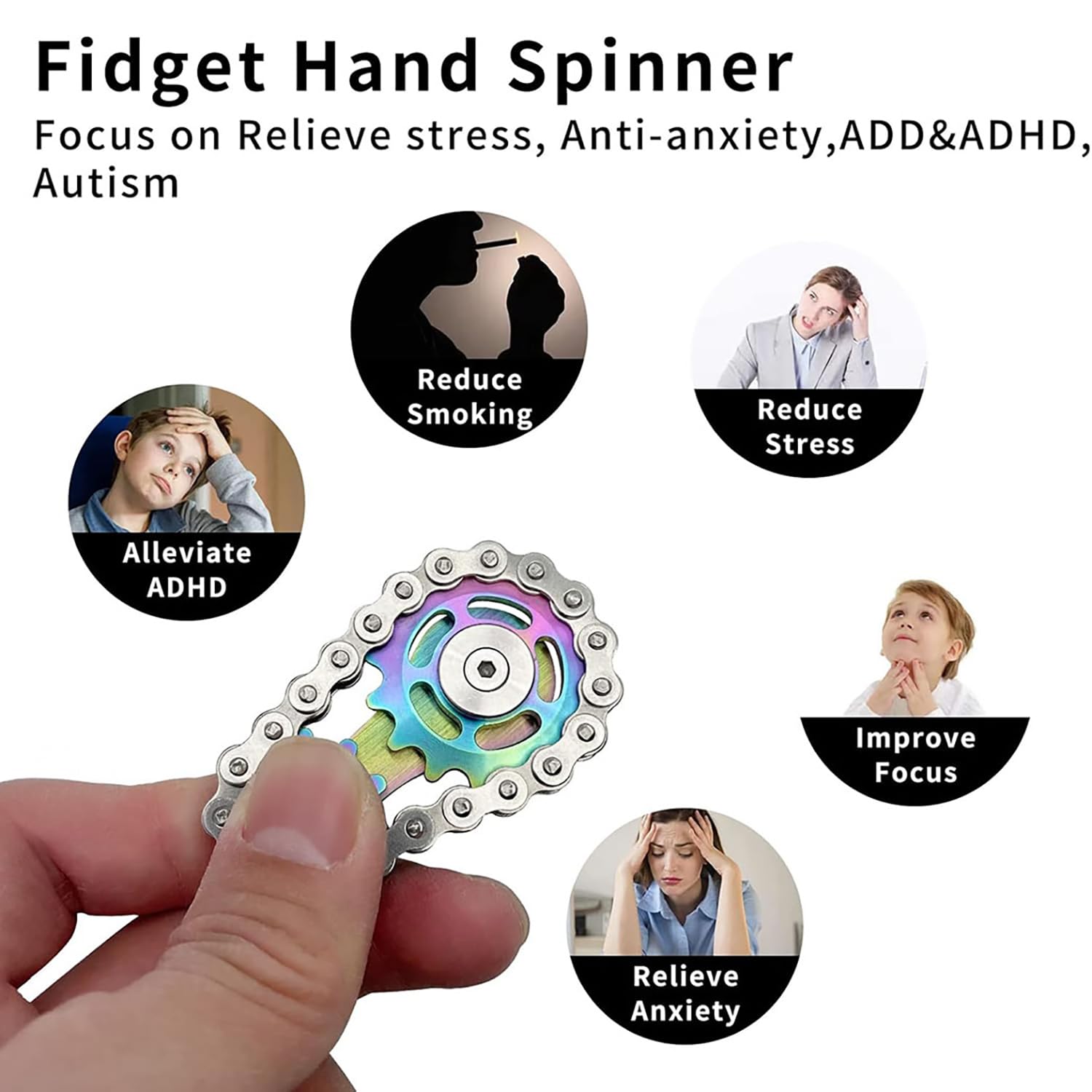 Fidget Chain Toys,Juguete Rueda de La Cadena de Metal, Metal Fidgeting Bicicleta Piñones Cubo, El Nuevo Rotador de Reducción de Presión es para Oficinas y Familiares