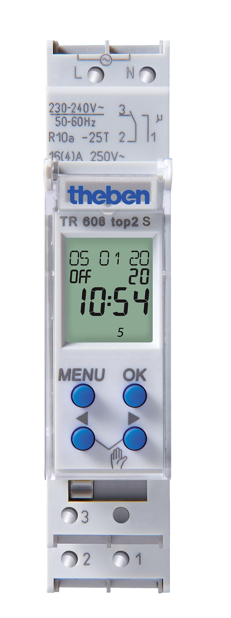 Theben 6080101 TR 608 top2 S Digitale Zeitschaltuhr mit Wochenprogramm