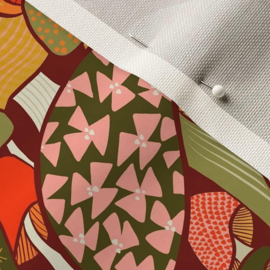 Spoonflower Fabric - Orange Psychedelic Hippie Groovy 70S Seventies 60S Sixties Mushrooms Printed on Upholstery Velvet Fabric Fat Quarter - Upholstery Home Decor Bottomweight Apparel