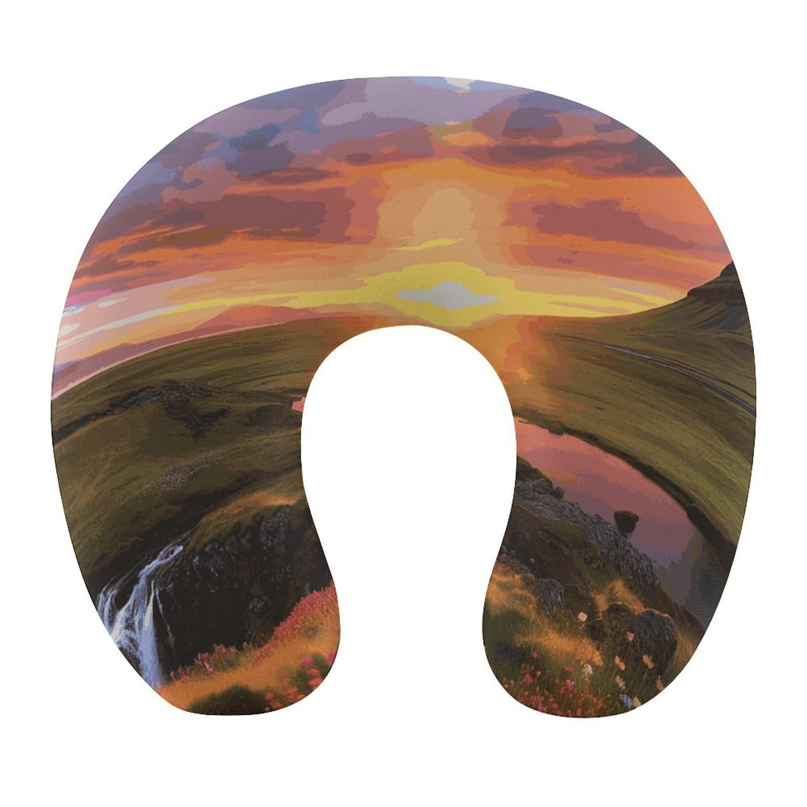 Btcowzrv Style Iceland Sunset U Shaped Neck Pillow Travel Pillows