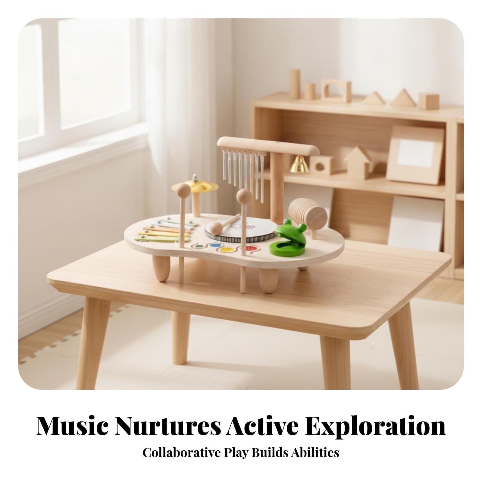 Gralara Dimensioni Compatte Coordinazione Occhio-Mano Gioco Infantile Tavolo Musicale in Legno Tavolo Multiattività in Legno per Bambini