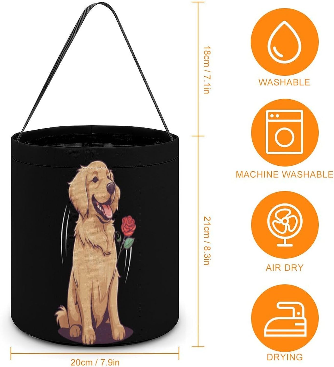 Gold Retriever Dog Halloween Treat Bag Reusable Candy Basket Tote Goody Bags Gift Party