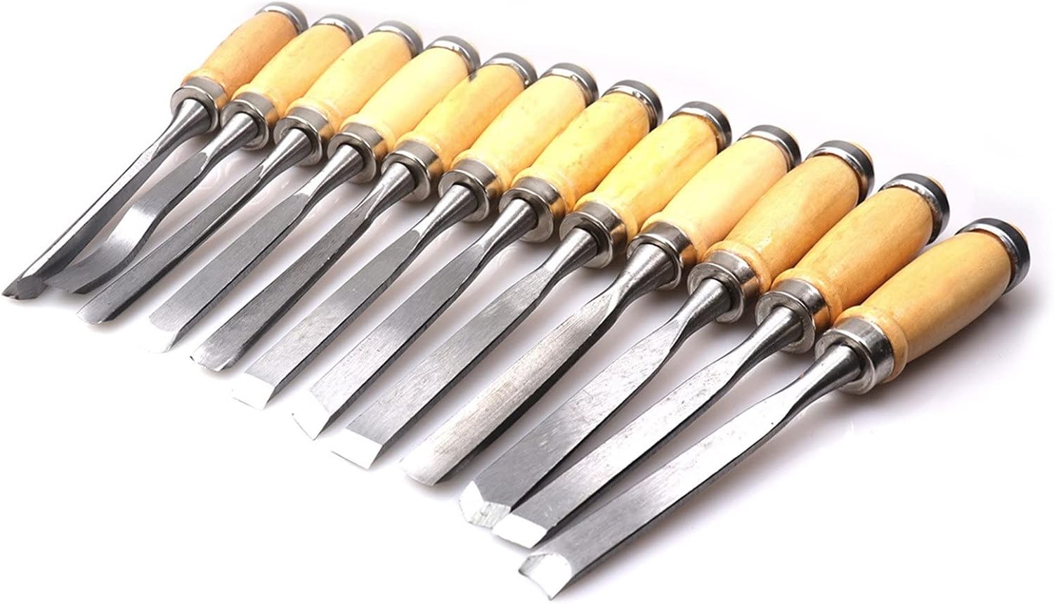 12Pcs/Lot Professional Wood Carving Chisel Set 8'' Woodworking DIY Hand Tools Knife Cutter for Beginners Multi-Shape,