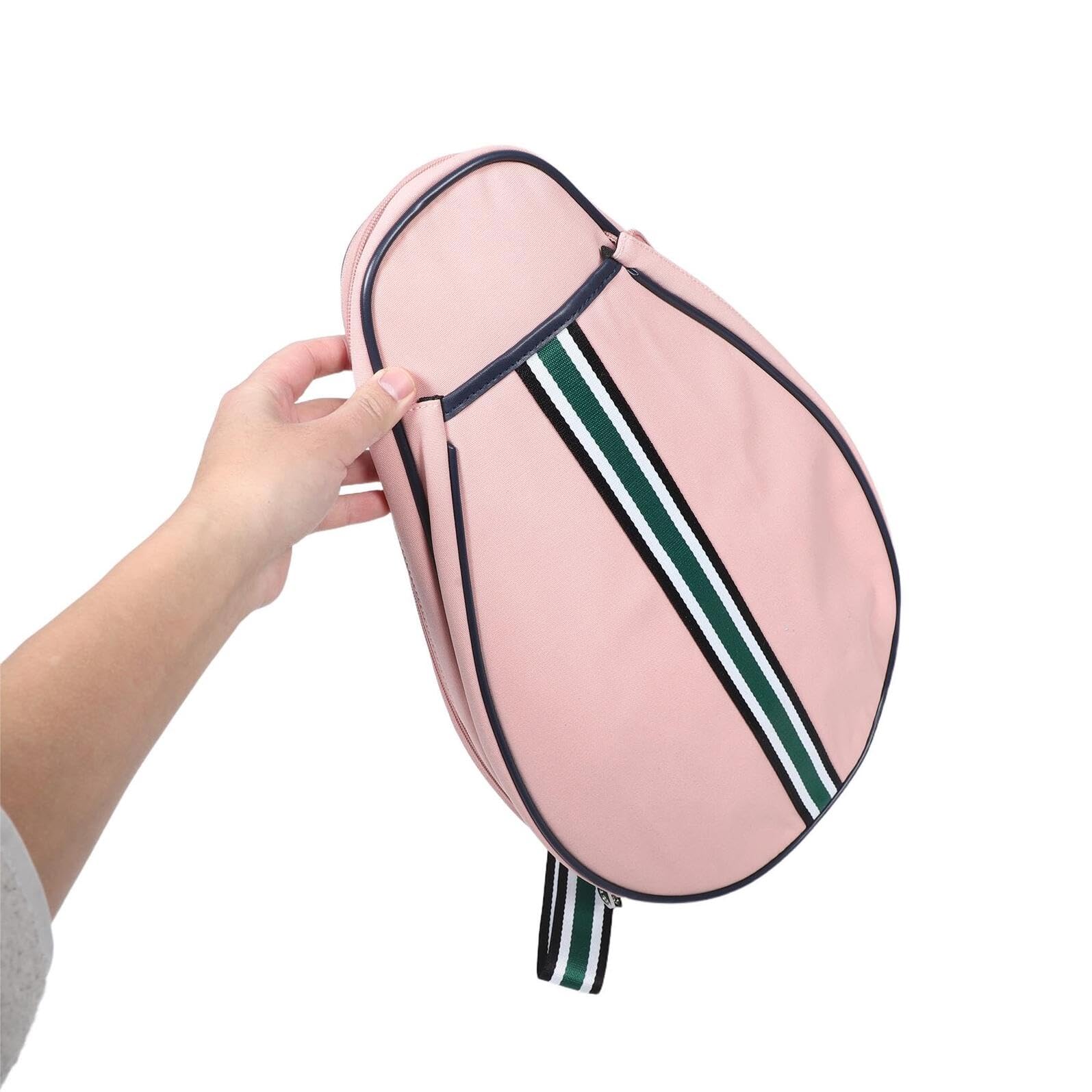 TOYANDONA Bolsa para Raqueta de Bádminton Hombro, Funda Deportiva Rosa Cremallera, Compatible Raquetas de Tenis, Ligera y Resistente para Entrenamiento y Actividades al Aire Libre